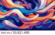 Fluidity of Color: An abstract exploration with swirling hues in blue, orange, and purple, evoking a sense of movement and depth. Стоковое AI-изображение, AI-художник Данила Большаков / Фотобанк Лори
