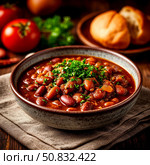 Кавказская кухня. Лобио. Стоковое AI-изображение, AI-художник Мария Ульянова / Фотобанк Лори