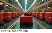 Automated guided carrier: transport innovation for logistic, warehouse robotic system. Стоковое AI-изображение, AI-художник Данила Большаков / Фотобанк Лори