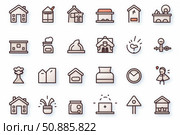 Real estate and accommodation representing housing, construction, and lodging icons. Стоковое AI-изображение, AI-художник Иван Рябоконь / Фотобанк Лори