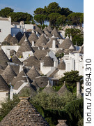 Италия. Альбарабелло. Вид на традиционные дома-трулли. Italy. Alberobello. A view of traditional trulli houses. Стоковое фото, фотограф Алексей Смышляев / Фотобанк Лори