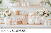 A Pastel Pantry: Sweet Treats & Floral Still Life. Стоковое AI-изображение, AI-художник Данила Большаков / Фотобанк Лори