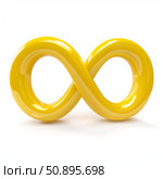 Yellow infinity symbol representing eternity and endless possibilities. Стоковое AI-изображение, AI-художник Иван Рябоконь / Фотобанк Лори