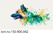 Loyal Companion: Watercolor German Shepherd Artwork for Home Decor and Pet Lovers. Стоковое AI-изображение, AI-художник Данила Большаков / Фотобанк Лори