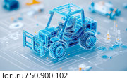 Blueprint Wireframe: Futuristic Loader Schematic for Engineering and Technical Plans. Стоковое AI-изображение, AI-художник Данила Большаков / Фотобанк Лори