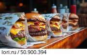 Burger cheese beef food grilled fast restaurant meal meat sandwich delight the senses with every bite. Crafted for flavor and served with juicy layers. A perfect choice for casual dining. Стоковое AI-изображение, AI-художник Александра Троицкая / Фотобанк Лори