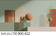 Modern abstract design featuring geometric shapes and soft colors in a minimalistic setting. Стоковое AI-видео, аниматор Сергей Толмачёв / Фотобанк Лори