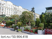 Москва, Россия - 07 июня 2025 года: Тверская площадь, площадка ландшафтного фестиваля "Сады и цветы" Редакционное фото, фотограф Татьяна Васильева / Фотобанк Лори