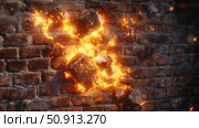 cyberattack fire wall damage ai generated. Стоковое AI-изображение, AI-художник Vectorwin / Фотобанк Лори