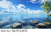 relaxation calm the waters ai generated. Стоковое AI-изображение, AI-художник Vectorwin / Фотобанк Лори