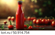 glass ketchup bottle ai generated. Стоковое AI-изображение, AI-художник Vectorwin / Фотобанк Лори