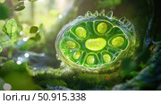 chloroplast microscope plant cell ai generated. Стоковое AI-изображение, AI-художник Vectorwin / Фотобанк Лори