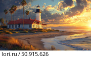 navigation coronado light house ai generated. Стоковое AI-изображение, AI-художник Vectorwin / Фотобанк Лори