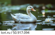 elegance beautiful white duck ai generated. Стоковое AI-изображение, AI-художник Vectorwin / Фотобанк Лори