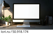 display blank computer screen on desk ai generated. Стоковое AI-изображение, AI-художник Vectorwin / Фотобанк Лори