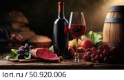 cabernet wine and meat ai generated. Стоковое AI-изображение, AI-художник Vectorwin / Фотобанк Лори