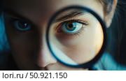 mystery person magnifying glass ai generated. Стоковое AI-изображение, AI-художник Vectorwin / Фотобанк Лори