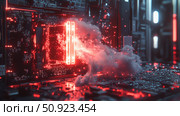 hyperthreading splitting CPU ai generated. Стоковое AI-изображение, AI-художник Vectorwin / Фотобанк Лори