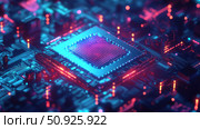 qubit growing quantum processor ai generated. Стоковое AI-изображение, AI-художник Vectorwin / Фотобанк Лори