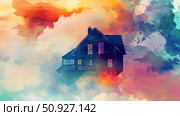 deconstruction dissolving house ai generated. Стоковое AI-изображение, AI-художник Vectorwin / Фотобанк Лори