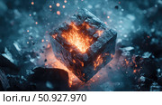 stress fracturing 3D cube ai generated. Стоковое AI-изображение, AI-художник Vectorwin / Фотобанк Лори