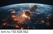 communication illuminating tech satellite ai generated. Стоковое AI-изображение, AI-художник Vectorwin / Фотобанк Лори