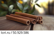 flavor cinamon stick on table ai generated. Стоковое AI-изображение, AI-художник Vectorwin / Фотобанк Лори