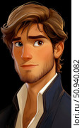 Detailed portrait of a handsome man with heterochromia, styled artwork of a male character with stubble beard, different colored eyes, and brown hair on a dark backdrop. Стоковое AI-изображение, AI-художник Данила Большаков / Фотобанк Лори