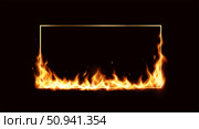 Rectangular Frame with Fiery Border on Black Background. Стоковая иллюстрация, иллюстратор Андрей Апоев / Фотобанк Лори