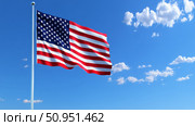 freedom blue sky with american flag ai generated. Стоковое AI-изображение, AI-художник Vectorwin / Фотобанк Лори