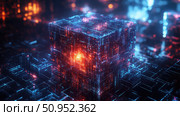 rendering flickering 3D cube ai generated. Стоковое AI-изображение, AI-художник Vectorwin / Фотобанк Лори