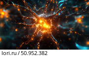 dendrite lighting up neuron ai generated. Стоковое AI-изображение, AI-художник Vectorwin / Фотобанк Лори