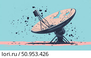 space disintegrating satellite dish ai generated. Стоковое AI-изображение, AI-художник Vectorwin / Фотобанк Лори