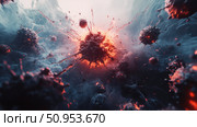 microbiology exploding bacteria ai generated. Стоковое AI-изображение, AI-художник Vectorwin / Фотобанк Лори