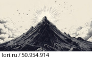 lava emitting mountain ai generated. Стоковое AI-изображение, AI-художник Vectorwin / Фотобанк Лори