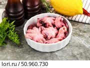 Marinated baby octopus snack appetizer. Стоковое фото, фотограф Андрей Старостин / Фотобанк Лори