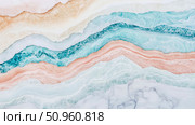 An Artistic Abstract Composition of Layered Gemstone-like Strata in Serene Aqua, Warm Peach, and Soft White Hues, Perfect for Modern Wall Art and Digital Displays. Стоковое AI-изображение, AI-художник Данила Большаков / Фотобанк Лори