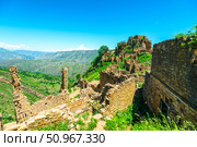 Epic Ruins of the Mountain Ghost Village Gamsutl. Caucasus (2024 год). Стоковое фото, фотограф Константин Лабунский / Фотобанк Лори