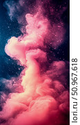 Ethereal cosmic cloud with shimmering particles, a vibrant abstract nebula creating a dynamic celestial flow for artistic print. Стоковое AI-изображение, AI-художник Данила Большаков / Фотобанк Лори