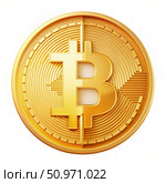 Golden Bit coin Coin Halving Illustration on White Background. Generative AI. Стоковое AI-изображение, AI-художник Roman Zavorotny / Фотобанк Лори