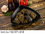 Stuffed dolma - meat in grape leaves. Стоковое фото, фотограф Андрей Старостин / Фотобанк Лори