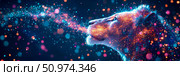 Majestic Lion Exhaling Stardust: A Digital Art Creation. Стоковое AI-изображение, AI-художник Данила Большаков / Фотобанк Лори