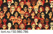 A crowd of individuals, all wearing glasses, gathered together in a group. Стоковое AI-изображение, AI-художник Данила Большаков / Фотобанк Лори