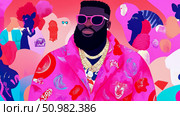 Stylish Portrait: A Man in Pink, Abstract Background. Стоковое AI-изображение, AI-художник Данила Большаков / Фотобанк Лори