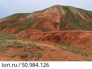 The highest point of the Caspian lowland is Mount Bolshoe Bogdo on a summer day, Bogdinsko-Baskunchaksky Nature Reserve, Akhtubinsky district, Astrakhan region, Russia. Стоковое фото, фотограф Ula Ulachka / Фотобанк Лори