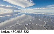 Breathtaking and Stunning Aerial View of the Vast Salt Flat with Beautiful Sky Reflections. Стоковое AI-видео, аниматор Лариса Пономарева / Фотобанк Лори
