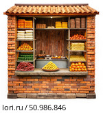 Brick Sweets Shop in India With Colorful Confections. Generative AI. Стоковое AI-изображение, AI-художник Roman Zavorotny / Фотобанк Лори