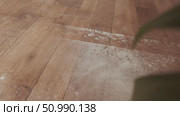 Smart home in action robot cleans floors automatically without any human involvement for effortless living. Стоковое видео, видеограф Svetlana Golovco / Фотобанк Лори