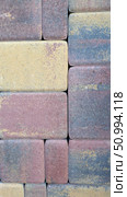 Multicolored textured pavement bricks set in interlocking pattern. Стоковое фото, фотограф Zakharova Natasha / Фотобанк Лори