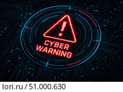 Cyber Warning Alert: A Visual Representation of Digital Security Threats and the Urgency to Address Cyber Vulnerabilities in Today's Technology Landscape. Стоковое AI-изображение, AI-художник Башкирова Анна / Фотобанк Лори